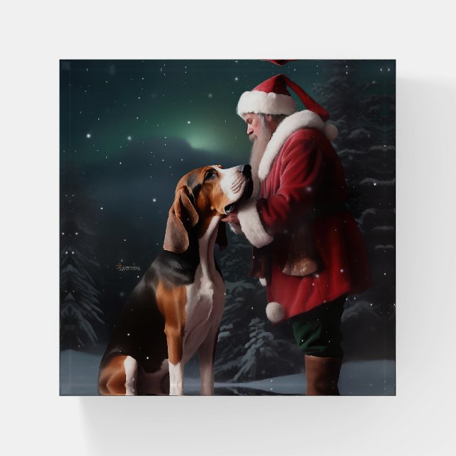 Treeing Walker Coonhound Santa Claus Christmas Paperweight (Front)