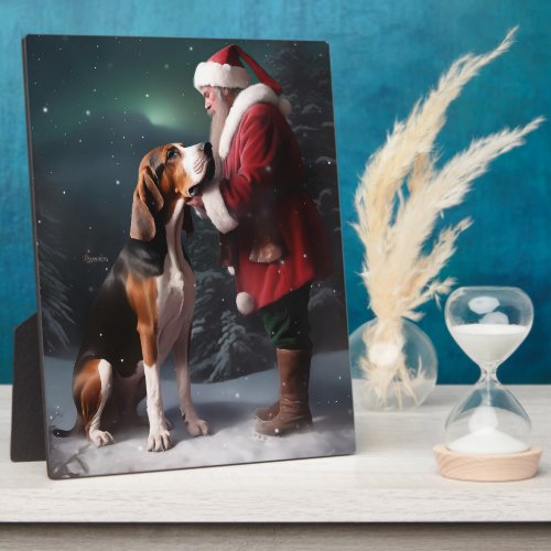 Treeing Walker Coonhound Santa Claus Christmas Plaque