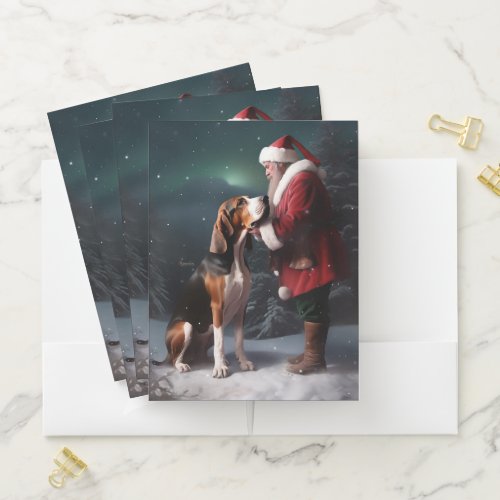 Treeing Walker Coonhound Santa Claus Christmas Pocket Folder