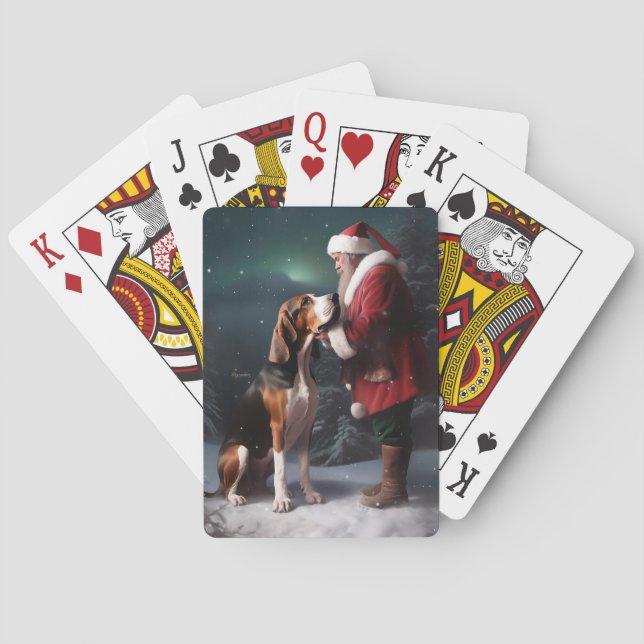 Treeing Walker Coonhound Santa Claus Christmas Poker Cards (Back)