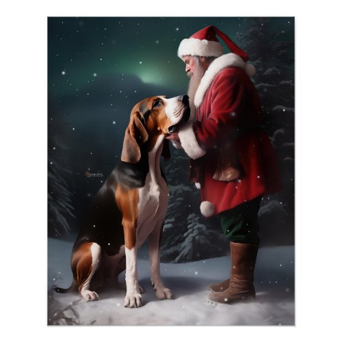 Treeing Walker Coonhound Santa Claus Christmas Poster