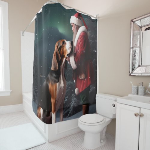 Treeing Walker Coonhound Santa Claus Christmas Shower Curtain