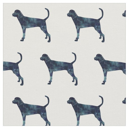 Treeing Walker Coonhound Silhouette Tiled - Black Fabric
