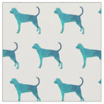Treeing Walker Coonhound Silhouette Tiled - Green Fabric