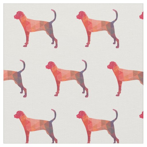 Treeing Walker Coonhound Silhouette Tiled - Orange Fabric