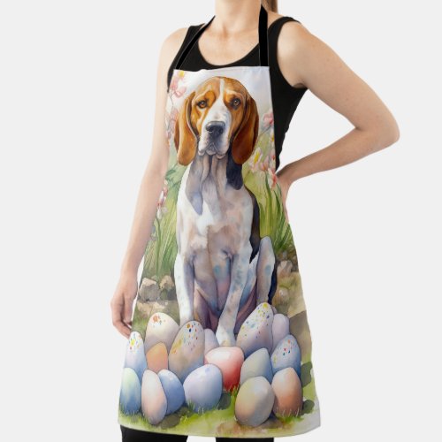 Treeing Walker Coonhound with Easter Eggs Holiday Apron