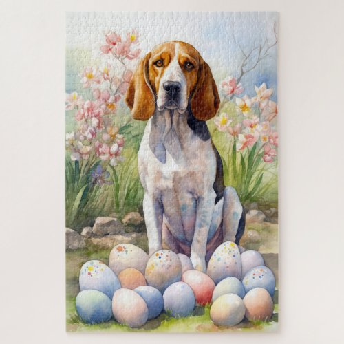 Treeing Walker Coonhound with Easter Eggs Holiday Jigsaw Puzzle