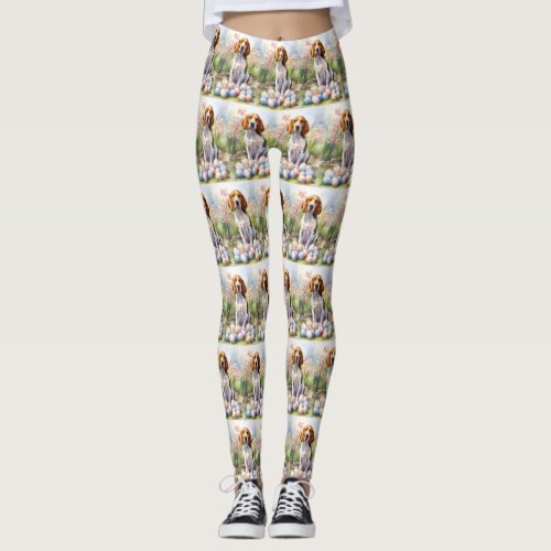 Treeing Walker Coonhound with Easter Eggs Holiday Leggings
