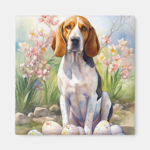 Treeing Walker Coonhound with Easter Eggs Holiday Magnet