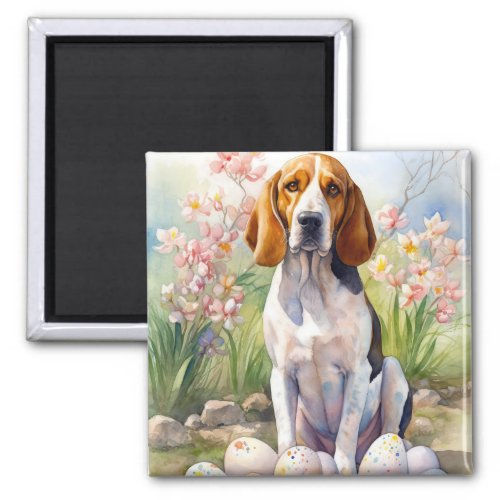 Treeing Walker Coonhound with Easter Eggs Holiday Magnet