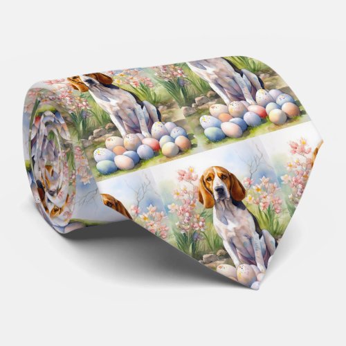 Treeing Walker Coonhound with Easter Eggs Holiday Neck Tie