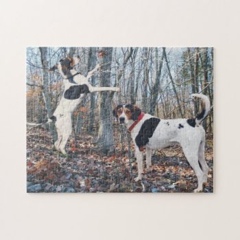 Treeing Walker Coonhounds Hunting Jigsaw Puzzle by WackemArt at Zazzle