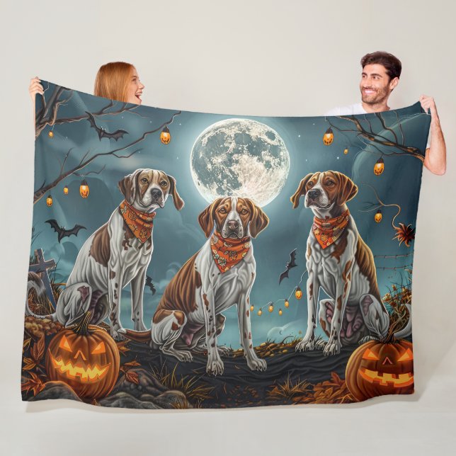 Treeing Walker Halloween Spooky Fleece Blanket (In Situ)