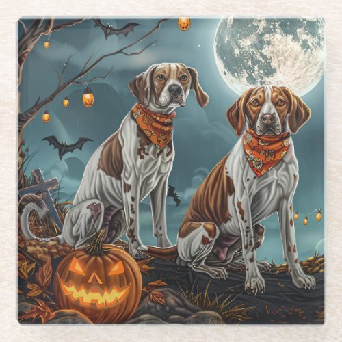 Treeing Walker Halloween Spooky Glass Coaster