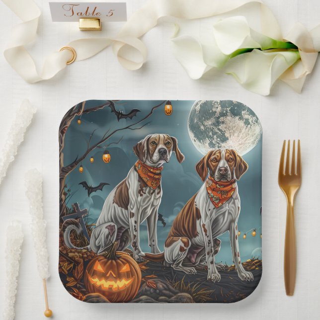 Treeing Walker Halloween Spooky Paper Plates (Wedding)