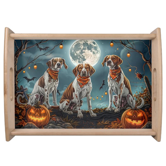 Treeing Walker Halloween Spooky Serving Tray (Front)