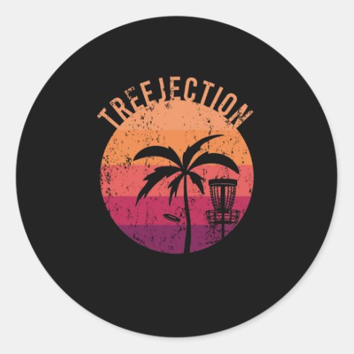 Treejection Disc Golf Player Champion Palm Tree Classic Round Sticker