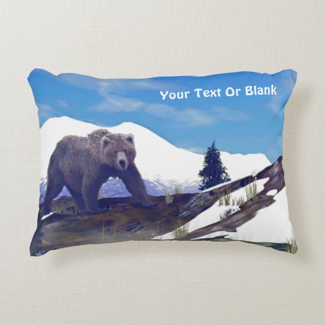Treeline Grizzly Decorative Pillow (Front)