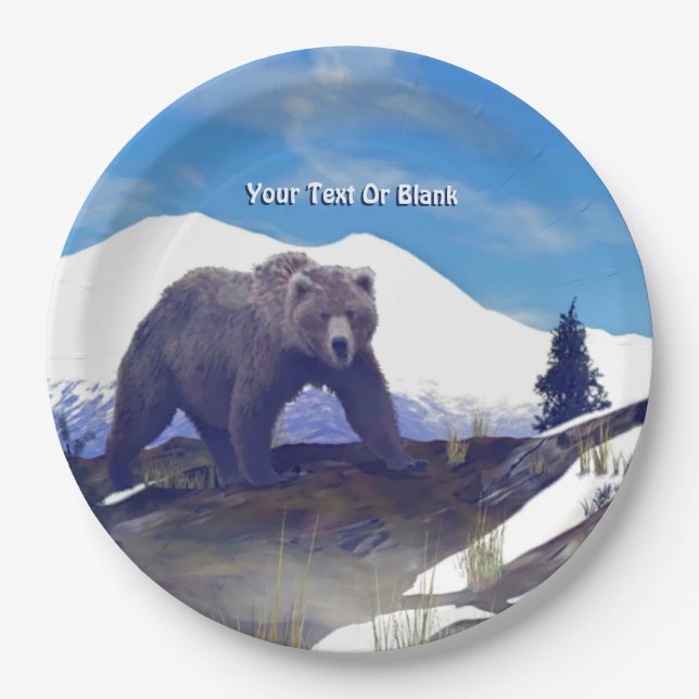 Treeline Grizzly Paper Plates (Front)