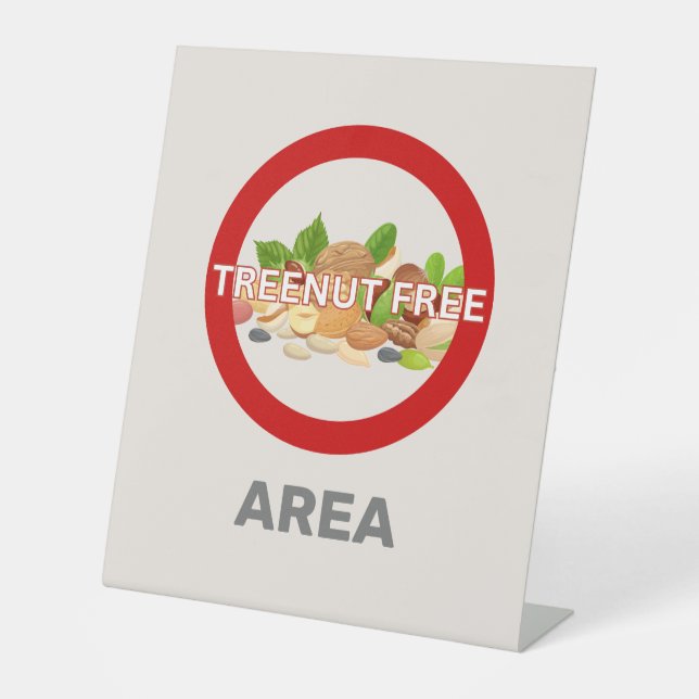 Treenut Free Area Customized Food Allergy Alert  Pedestal Sign (Front)