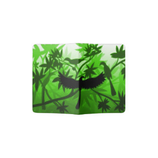 Treepie And Leaves Green Passport Holder