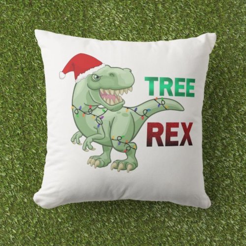 TreeRex funny and cute Christmas Throw Pillow