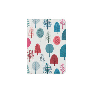 Trees and Branches Teal and Pink Passport Holder