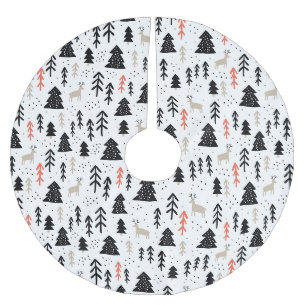 Trees and deer brushed polyester tree skirt