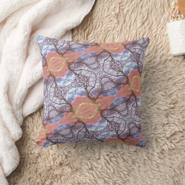 TREES AND FIELDS PATTERN   THROW PILLOW (Blanket)
