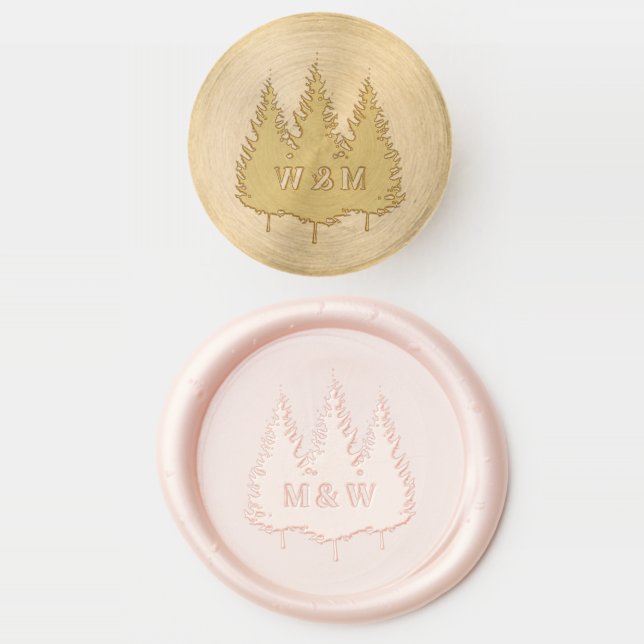 Trees and Initials Wax Seal Stamp (Stamped)