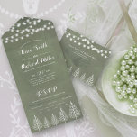 Trees And Lights Limed Ash Green Wedding All In One Invitation at Zazzle