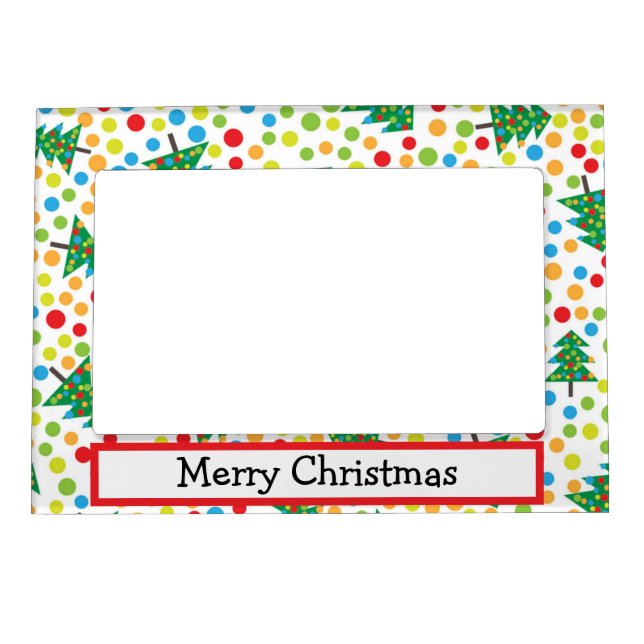 Trees and Lights Retro Christmas 5x7 Frame Magnet (Front)