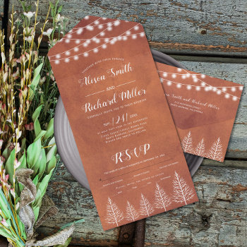 Trees And Lights Stained Terracotta Fall Wedding All In One Invitation by weddings_ at Zazzle