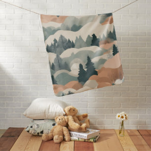Trees and Mountains Boho Abstract Design Baby Blanket