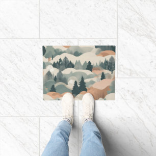 Trees and Mountains Boho Abstract Design Doormat