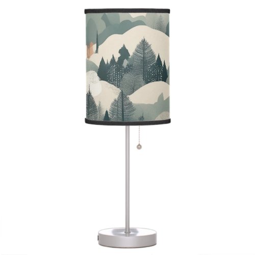 Trees and Mountains Boho Abstract Design Table Lamp