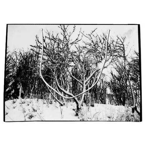 Trees and Snow Scene Black and White Large Gift Bag