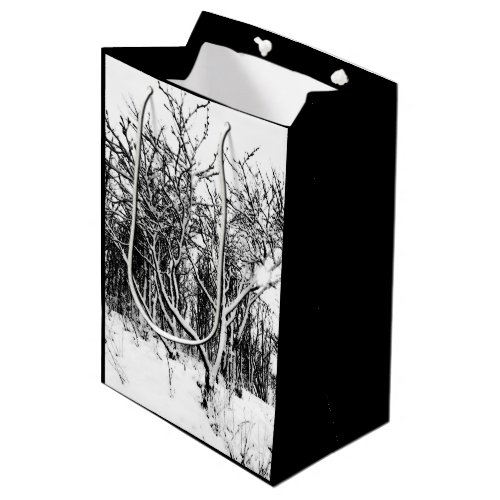 Trees and Snow Scene Black and White Medium Gift Bag