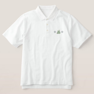 Trees and Snowflakes Embroidered Polo Shirt