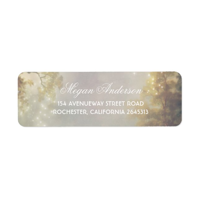 Trees and String Lights Rustic Dreamy Wedding Label (Front)