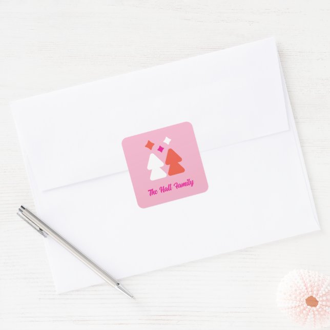 Trees and Twinkles Orange and Pink Sticker (Envelope)