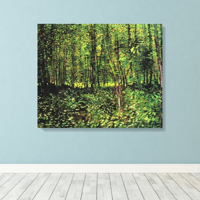 Trees and Undergrowth by Vincent van Gogh Canvas Print (Insitu(Wood Floor))