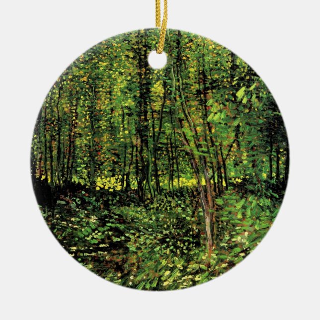 Trees and Undergrowth by Vincent van Gogh Ceramic Ornament (Front)