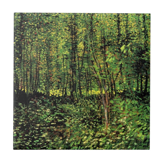 Trees and Undergrowth by Vincent van Gogh Ceramic Tile (Front)