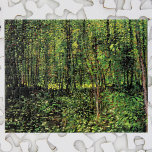 Trees and Undergrowth by Vincent van Gogh Jigsaw Puzzle<br><div class="desc">Trees and Undergrowth by Vincent van Gogh is a vintage fine art post impressionism landscape nature painting. A forest with trees with bright green leaves and foliage during the spring season. About the artist: Vincent Willem van Gogh (1853 -1890) was one of the most famous Post Impressionist painters of his...</div>