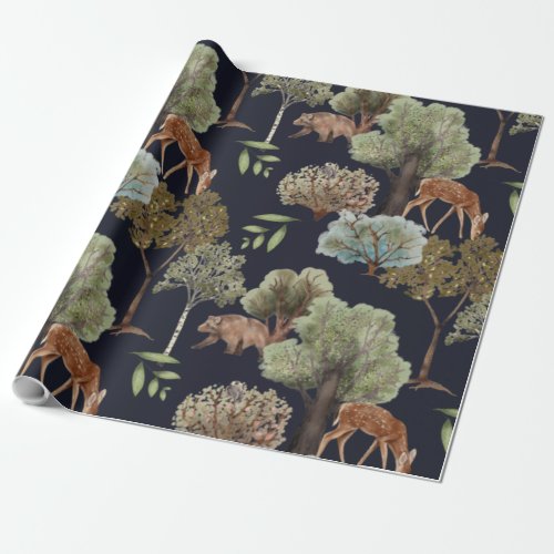 Trees  Animals Wrapping Paper