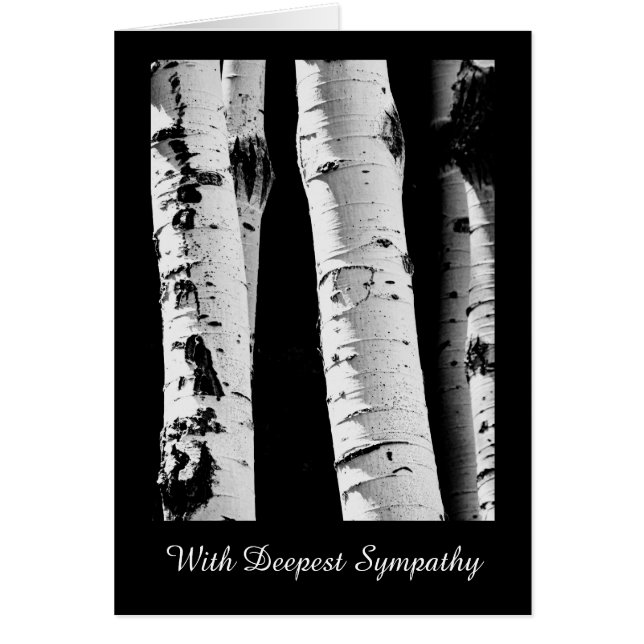 Trees Aspen Black and White Sympathy Card (Front)