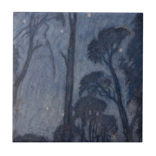 Trees at Twilight by Edward Robert Hughes Ceramic Tile