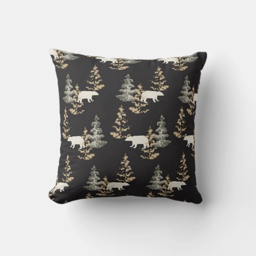 trees  bears patterned  throw pillow