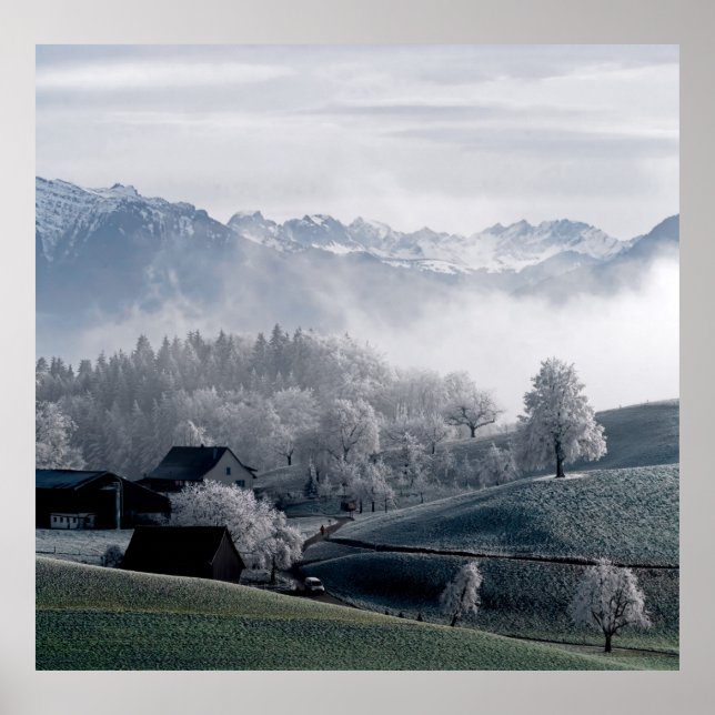 TREES BESIDE SNOW CAPPED MOUNTAIN DURING DAYTIME POSTER (Front)